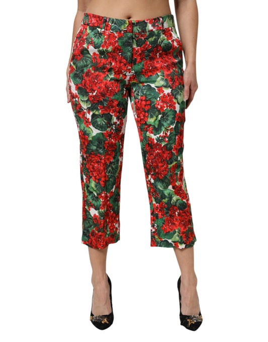 Multicolor Floral Print Cropped Pants-Dolce & Gabbana-LabelTerrace.com