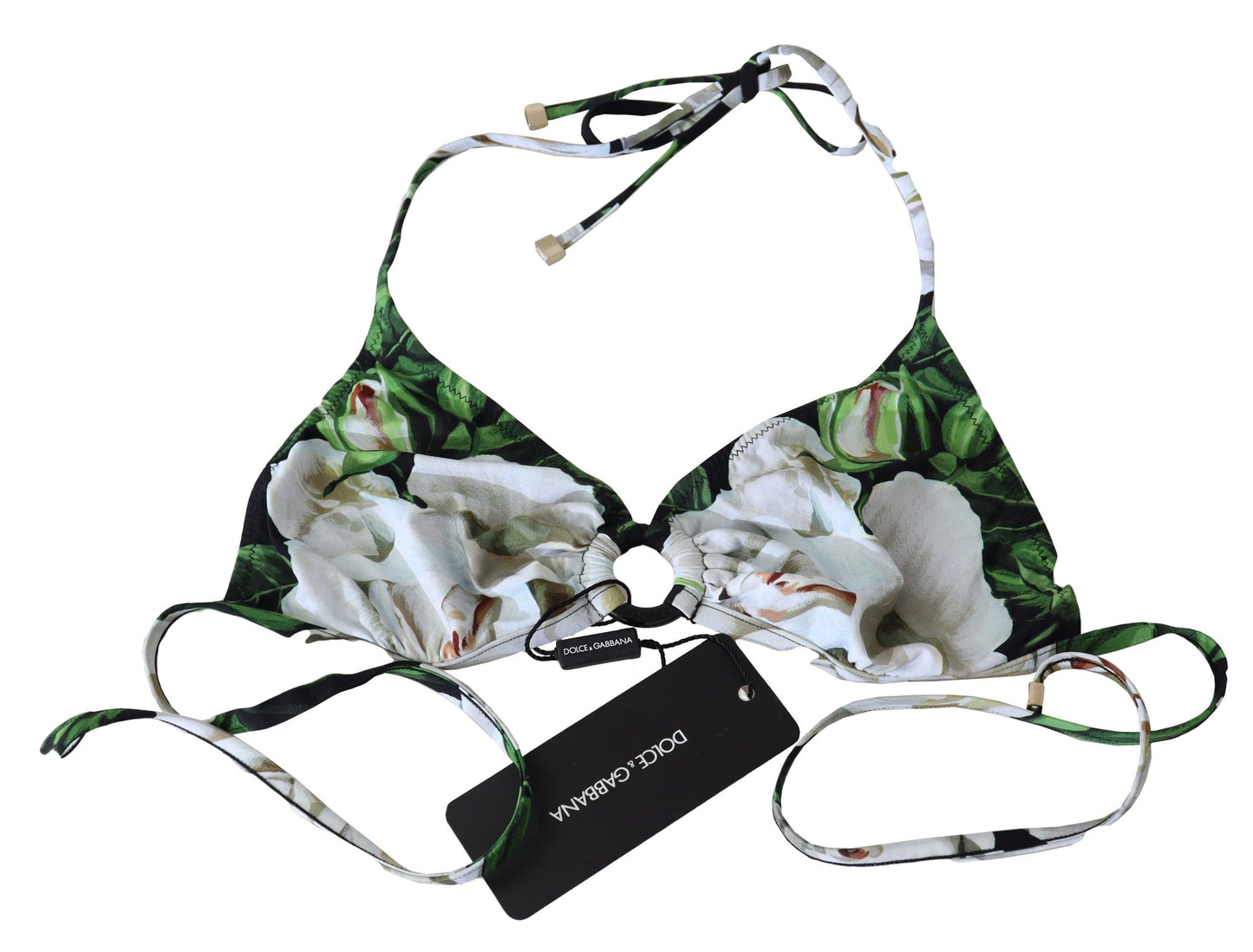 Multicolor Floral Print Halter Swimwear Bikini Top-Dolce & Gabbana-LabelTerrace.com