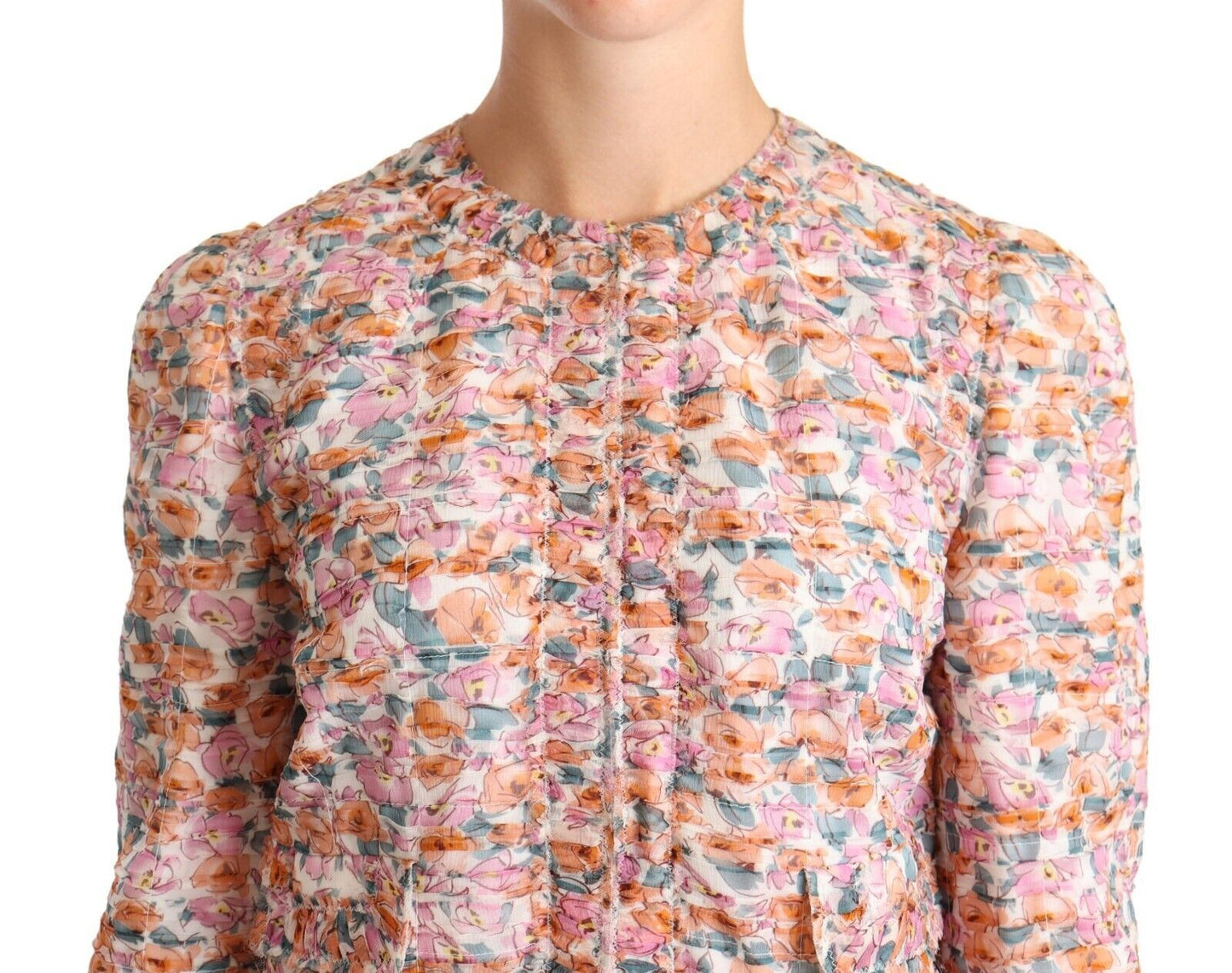 Multicolor Floral Print Silk Trench Coat Jacket-Dolce & Gabbana-LabelTerrace.com