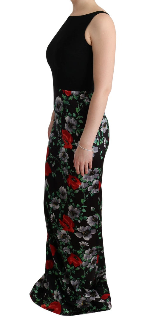 Multicolor Floral Print Stretch Sheath Long Dress-Dolce & Gabbana-LabelTerrace.com