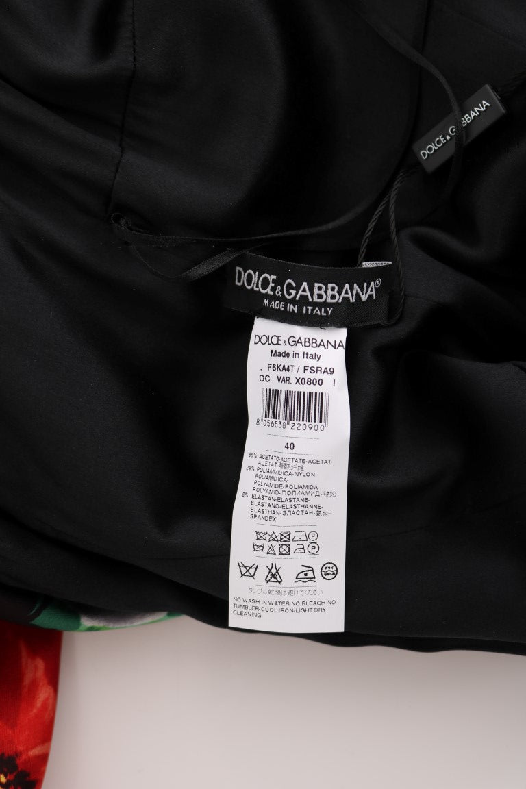 Multicolor Floral Print Stretch Sheath Long Dress-Dolce & Gabbana-LabelTerrace.com