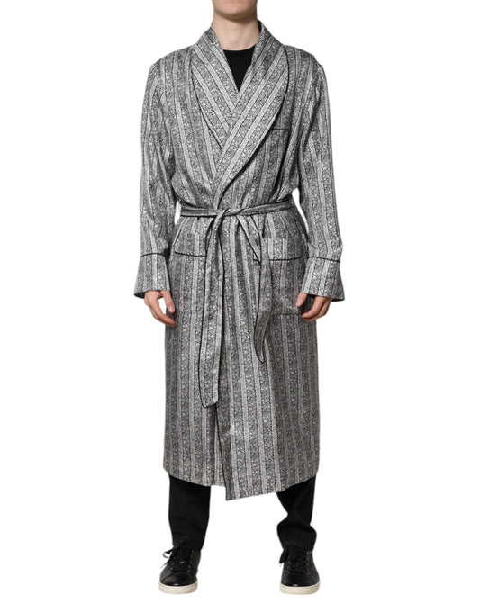 Multicolor Floral Robe Coat Wrap Jacket-Dolce & Gabbana-LabelTerrace.com