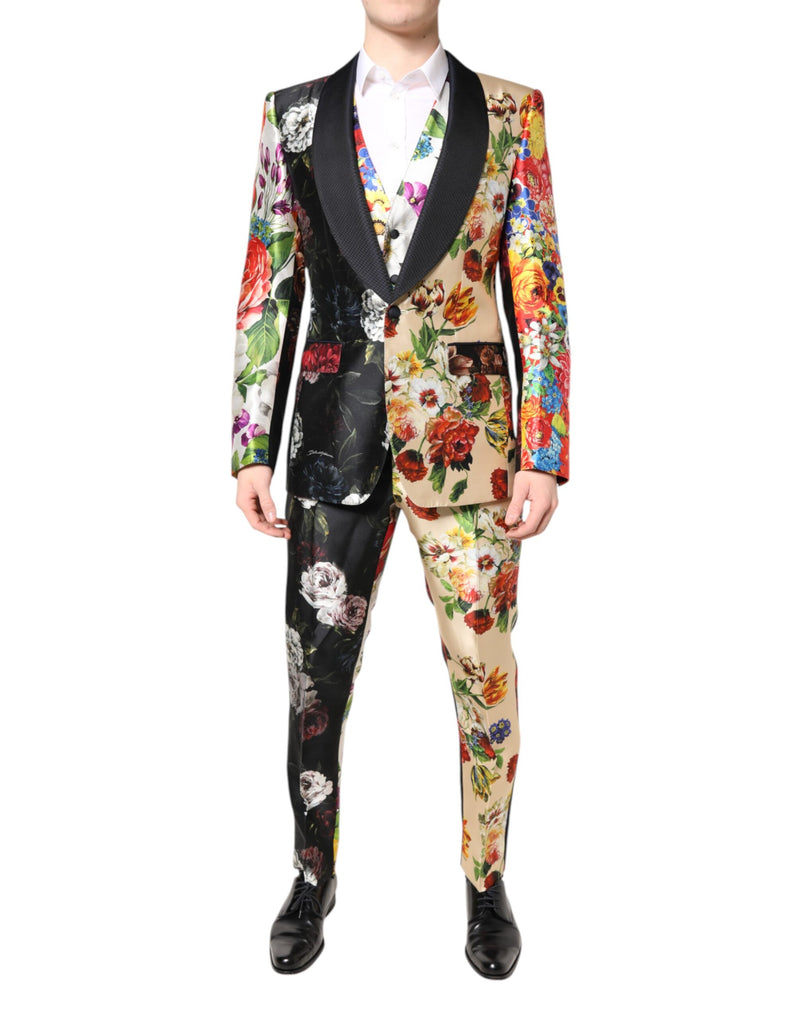 Multicolor Floral SICILIA Silk 3 Piece Suit-Dolce & Gabbana-LabelTerrace.com