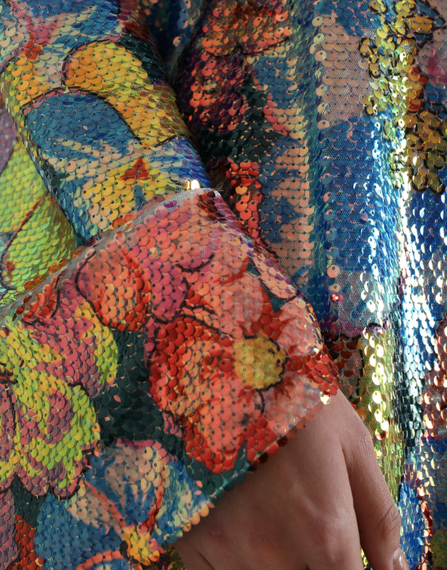 Multicolor Floral Sequined Shift Mini Dress-Dolce & Gabbana-LabelTerrace.com