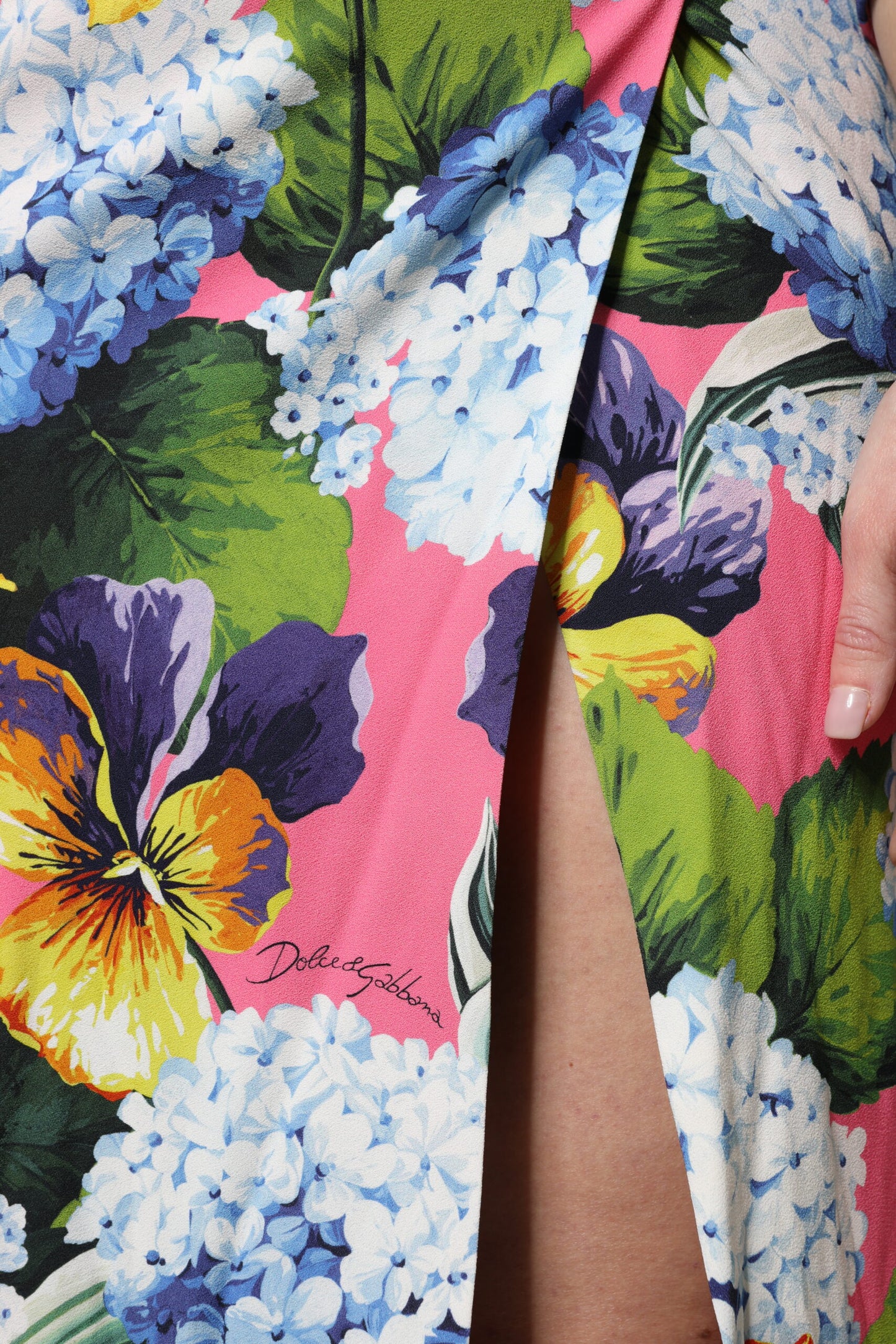 Multicolor Floral Side Slit Midi Dress-Dolce & Gabbana-LabelTerrace.com