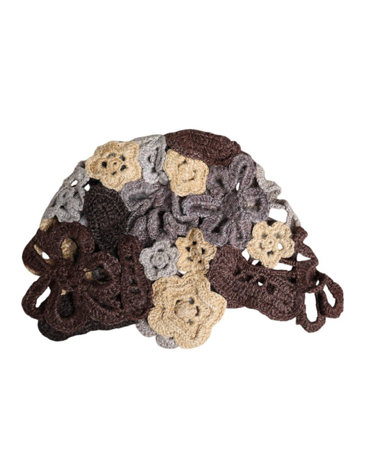 Multicolor Floral Silk Crochet Beanie Hat-Dolce & Gabbana-LabelTerrace.com