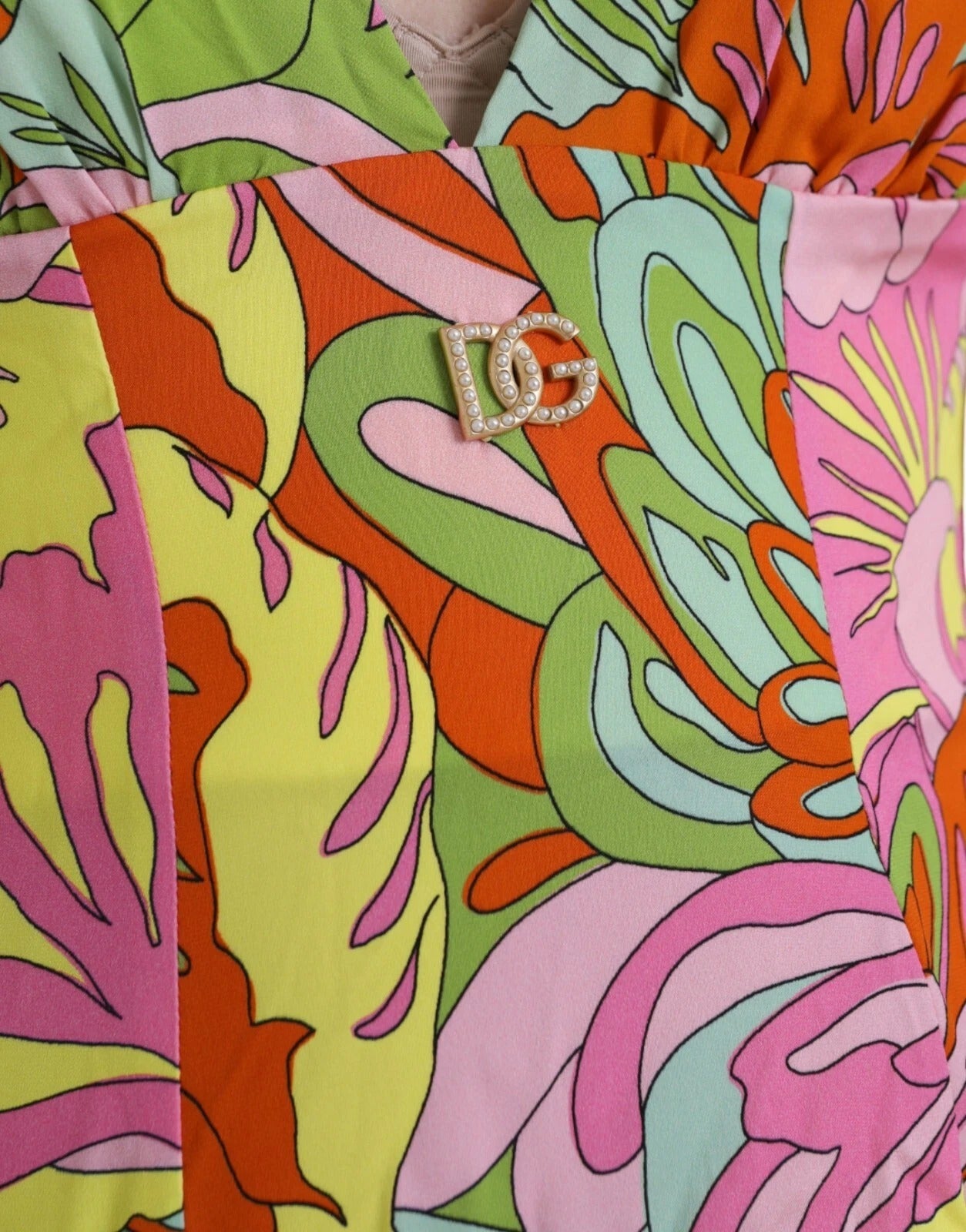 Multicolor Floral Silk Flared Mini Dress-Dolce & Gabbana-LabelTerrace.com