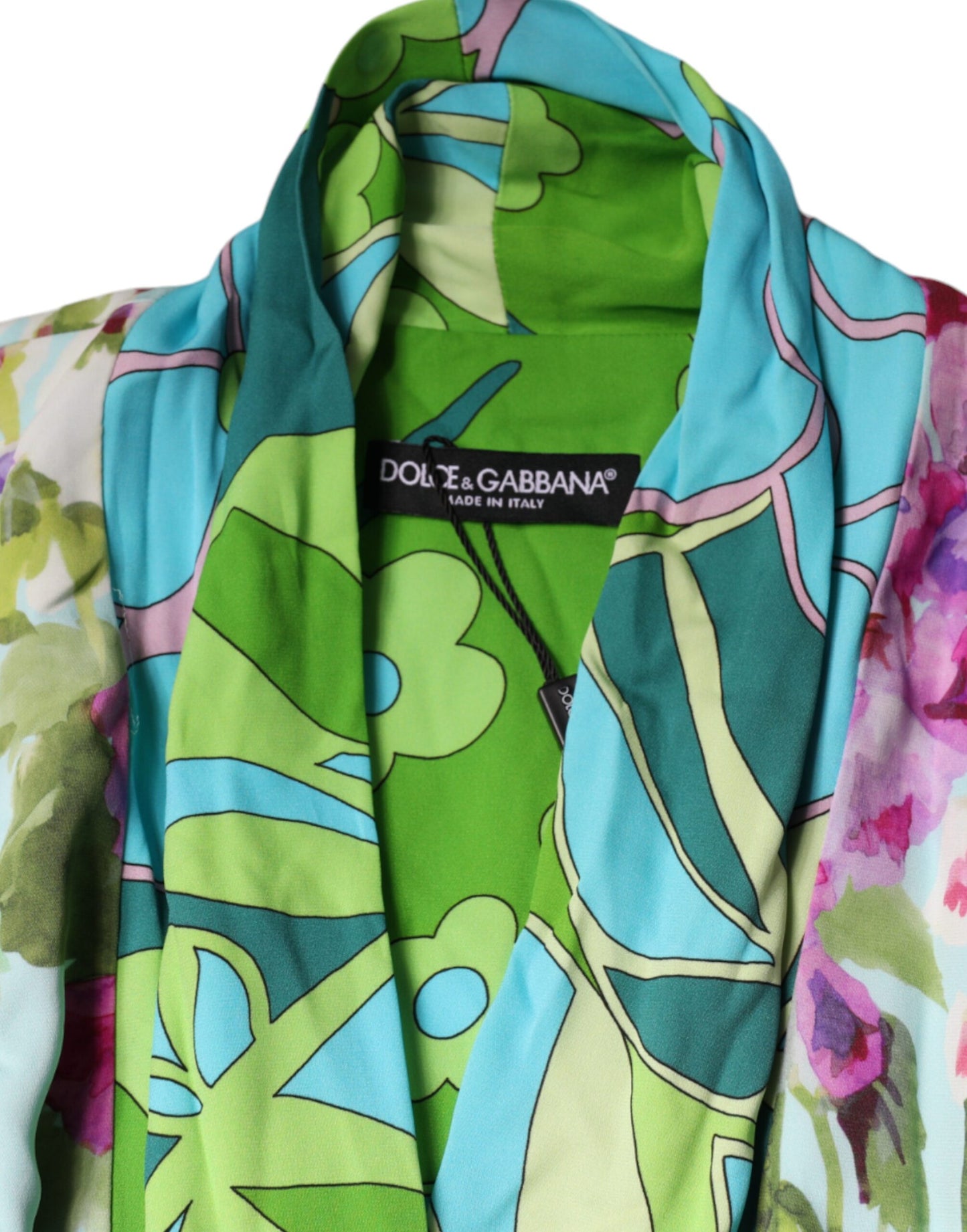 Multicolor Floral Silk Stretch Wrap Dress-Dolce & Gabbana-LabelTerrace.com