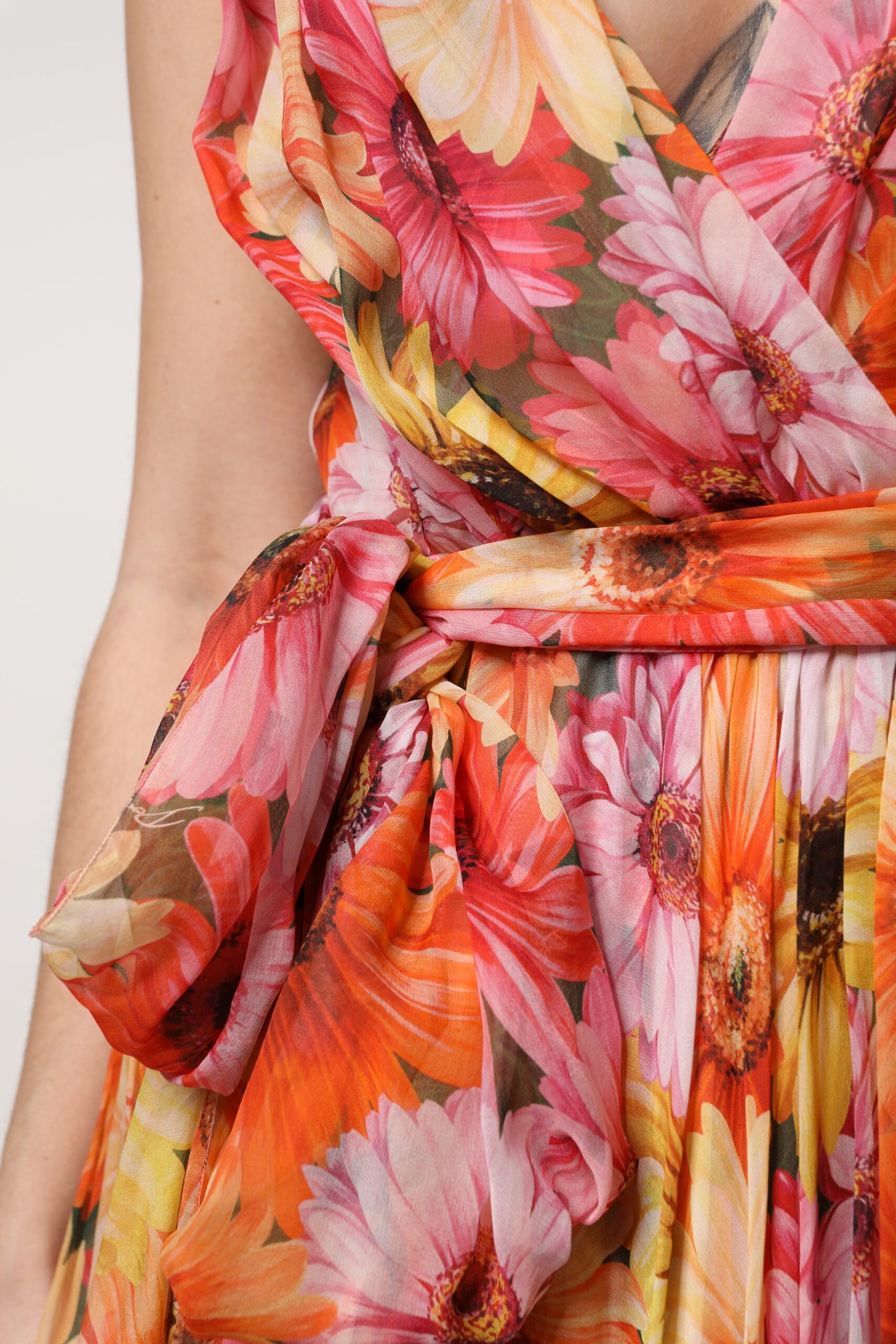 Multicolor Floral Silk V-neck Chiffon Dress-Dolce & Gabbana-LabelTerrace.com