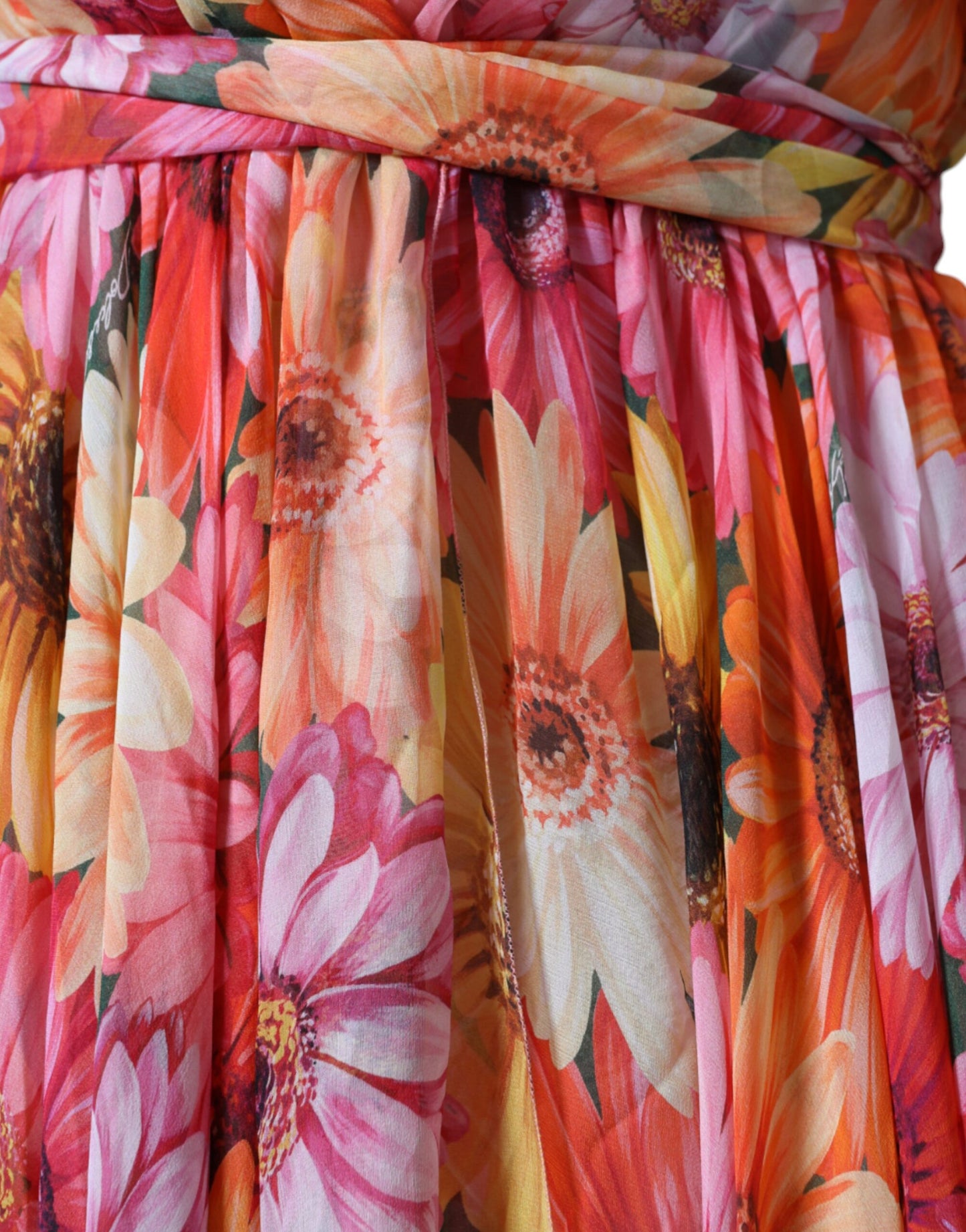 Multicolor Floral Sleeveless V-neck Midi Dress-Dolce & Gabbana-LabelTerrace.com