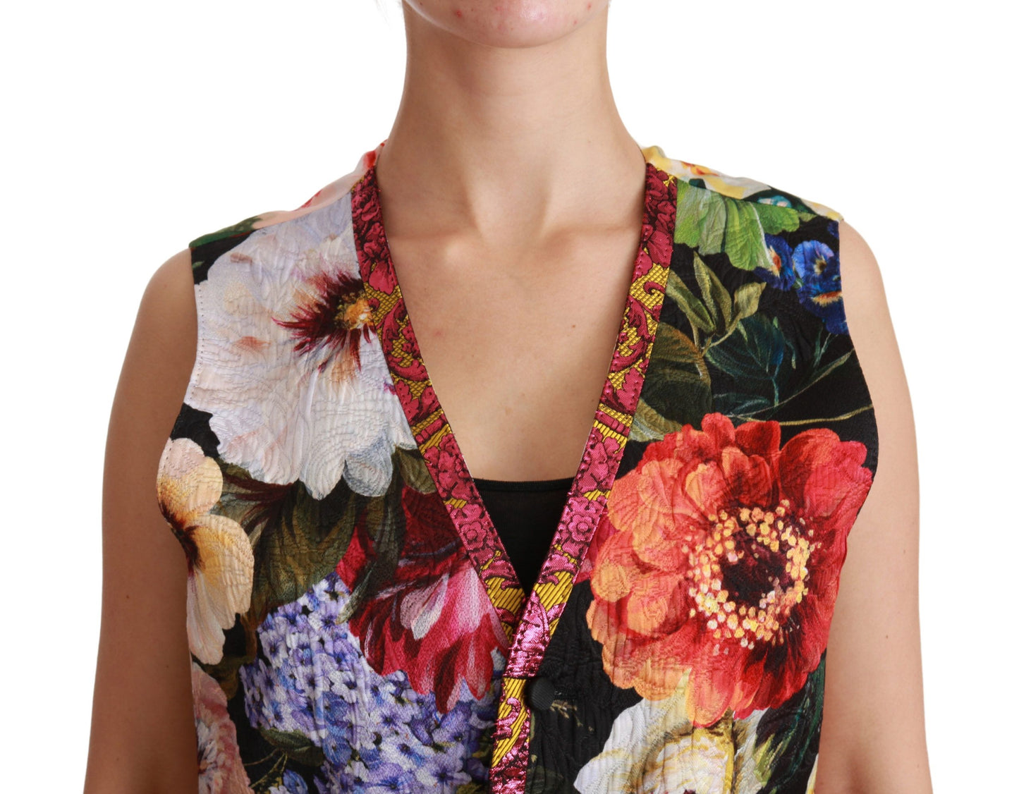 Multicolor Floral Sleeveless Waistcoat Top Vest-Dolce & Gabbana-LabelTerrace.com