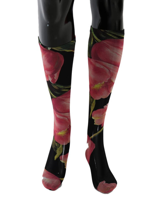 Multicolor Floral Tulip Nylon Socks-Dolce & Gabbana-LabelTerrace.com