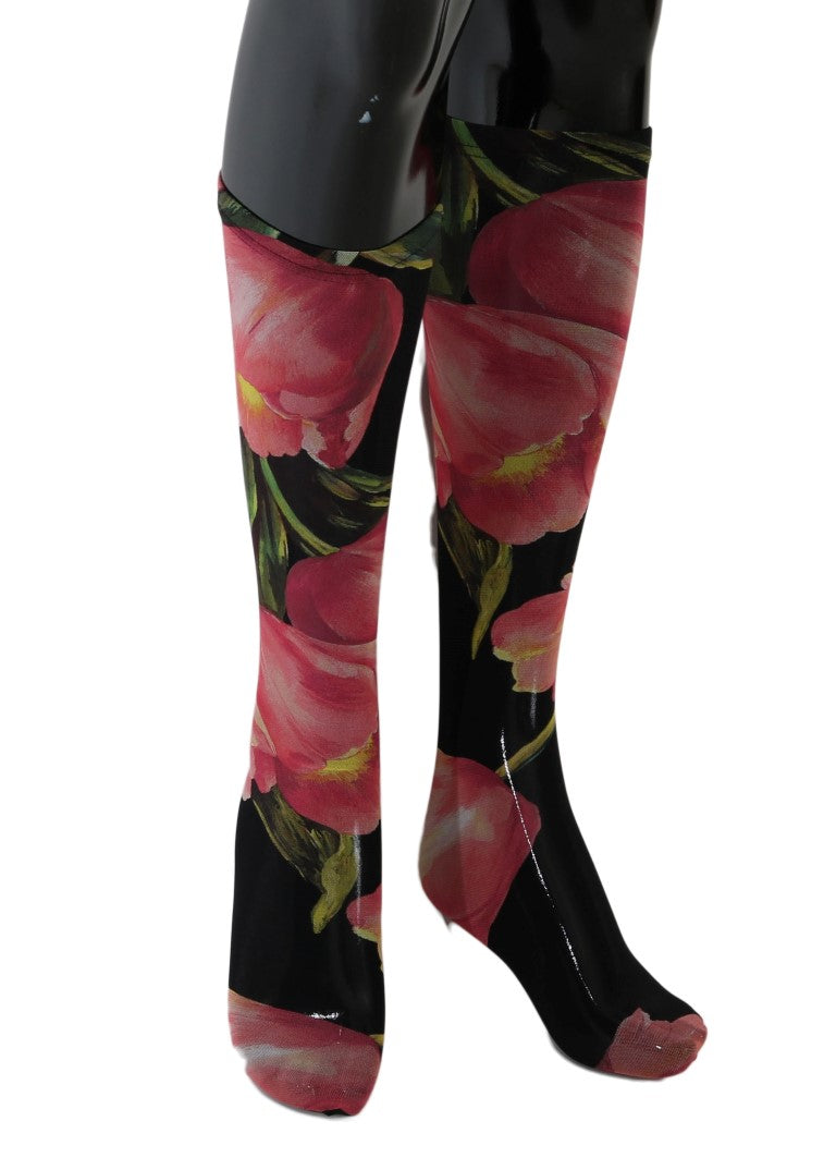Multicolor Floral Tulip Nylon Socks-Dolce & Gabbana-LabelTerrace.com