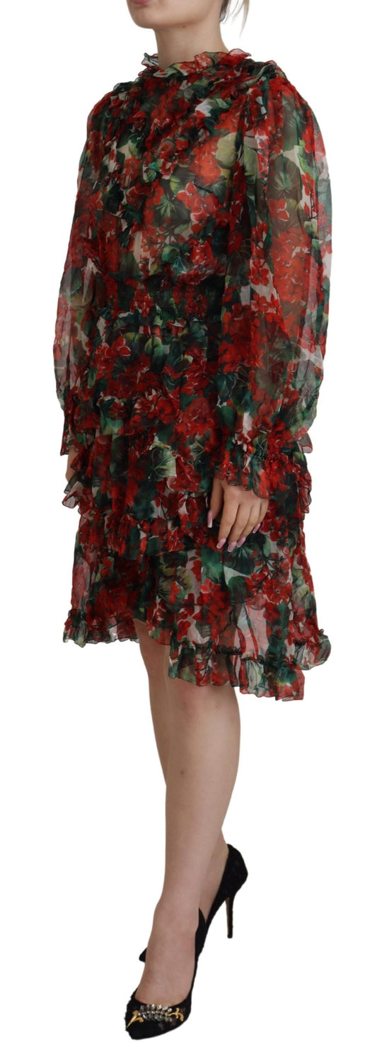 Multicolor Geranium A-line Knee Length Dress-Dolce & Gabbana-LabelTerrace.com