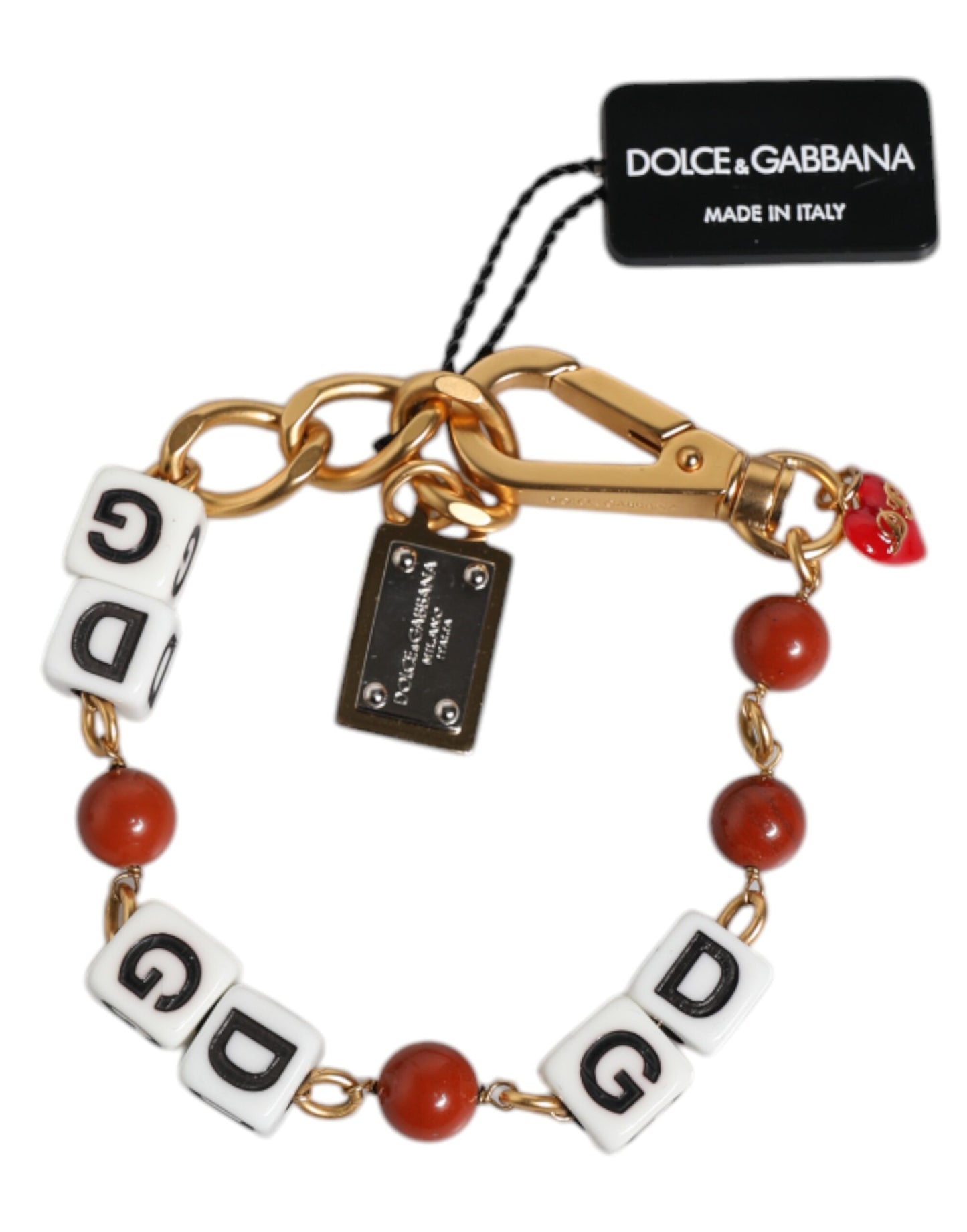 Multicolor Gold Tone Brass Chain DG Logo Dice Bracelet-Dolce & Gabbana-LabelTerrace.com