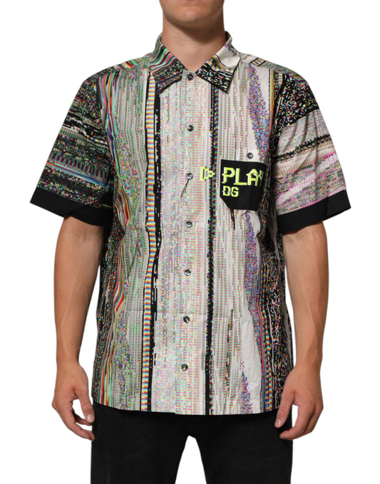 Multicolor Graphic Collared Casual Shirt-Dolce & Gabbana-LabelTerrace.com