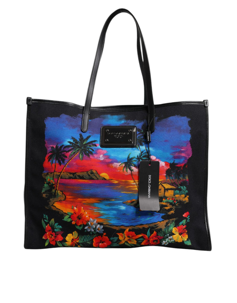 Multicolor Graphic Printed Top Handle Shopping Tote Bag-Dolce & Gabbana-LabelTerrace.com