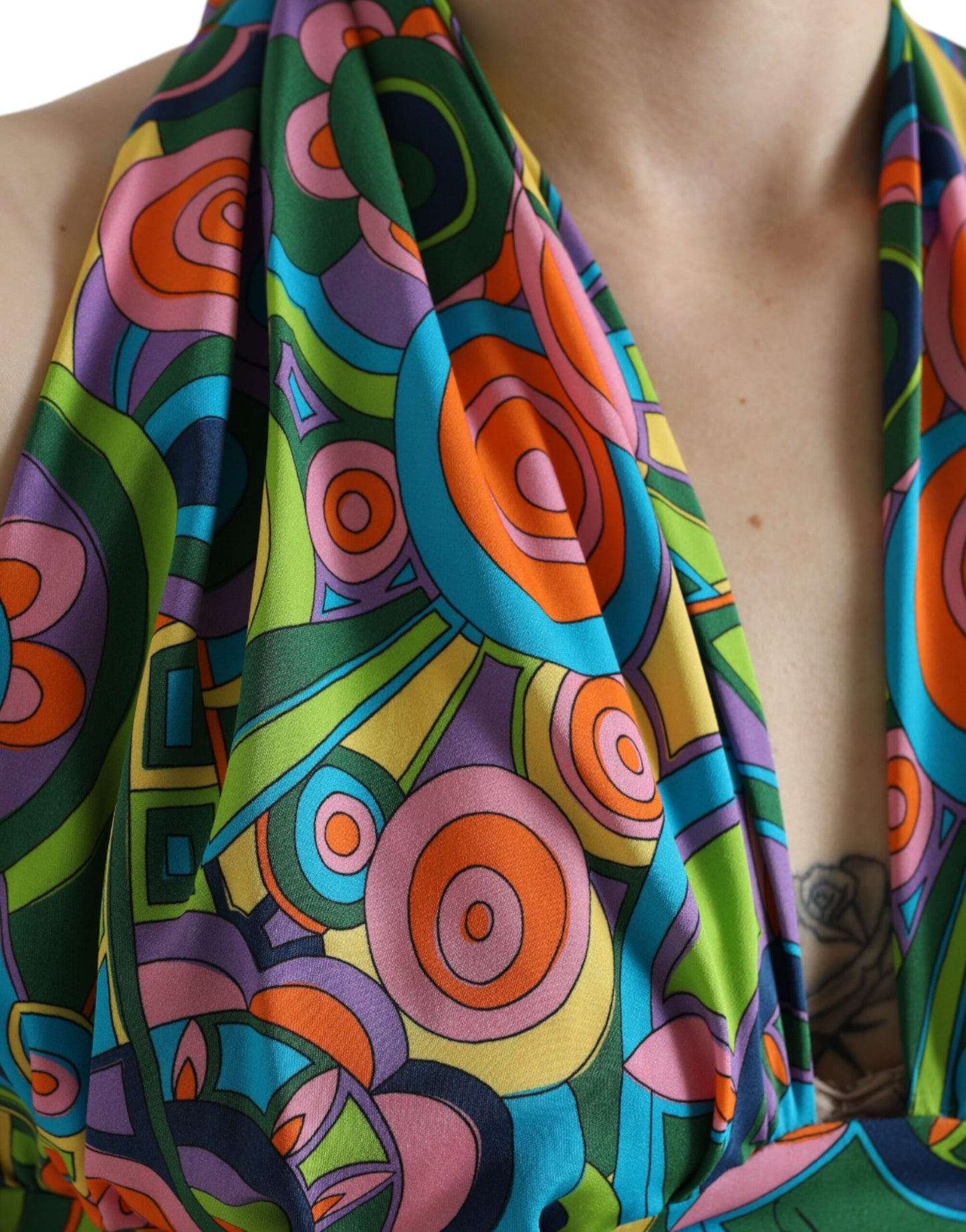 Multicolor Halter Sleeveless Cropped Tank Top-Dolce & Gabbana-LabelTerrace.com