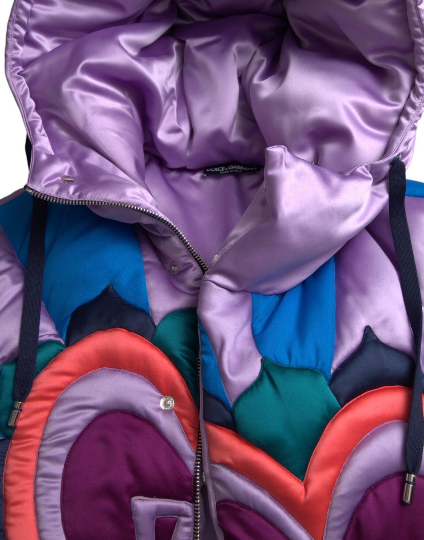 Multicolor Heart Logo Hooded Puffer Jacket-Dolce & Gabbana-LabelTerrace.com