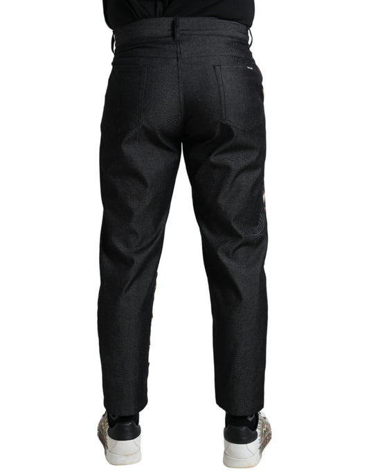Multicolor Heraldic Skinny Men Pants-Dolce & Gabbana-LabelTerrace.com