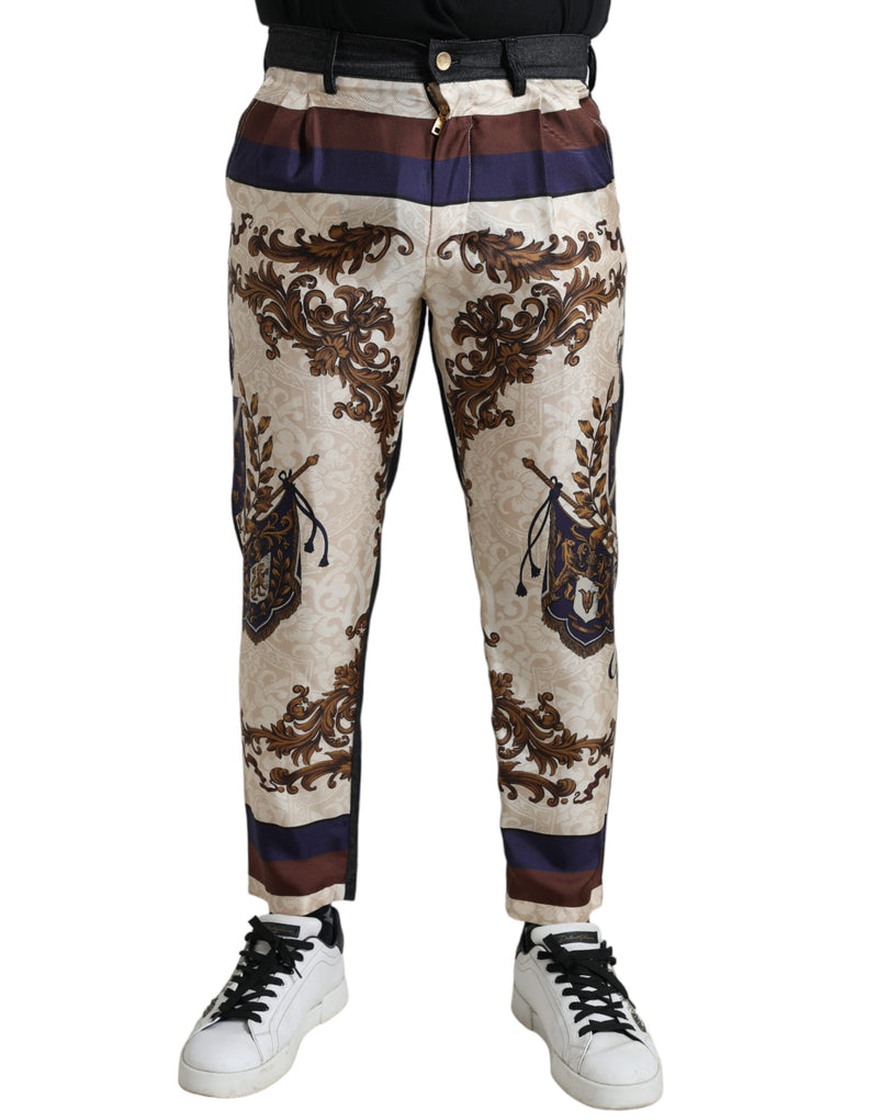 Multicolor Heraldic Skinny Men Pants-Dolce & Gabbana-LabelTerrace.com