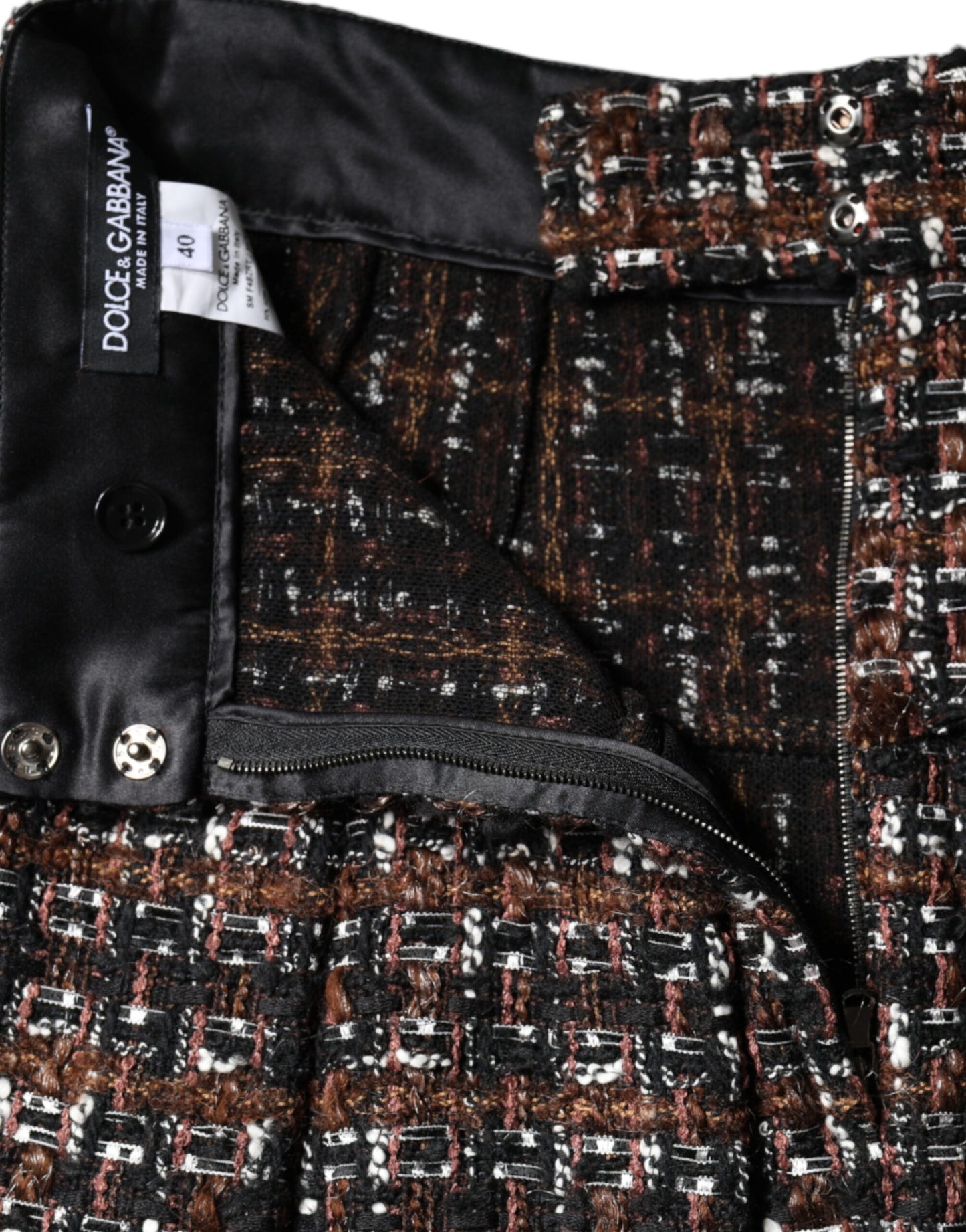 Multicolor High Waist Tartan Tweed A-line Mini Skirt-Dolce & Gabbana-LabelTerrace.com