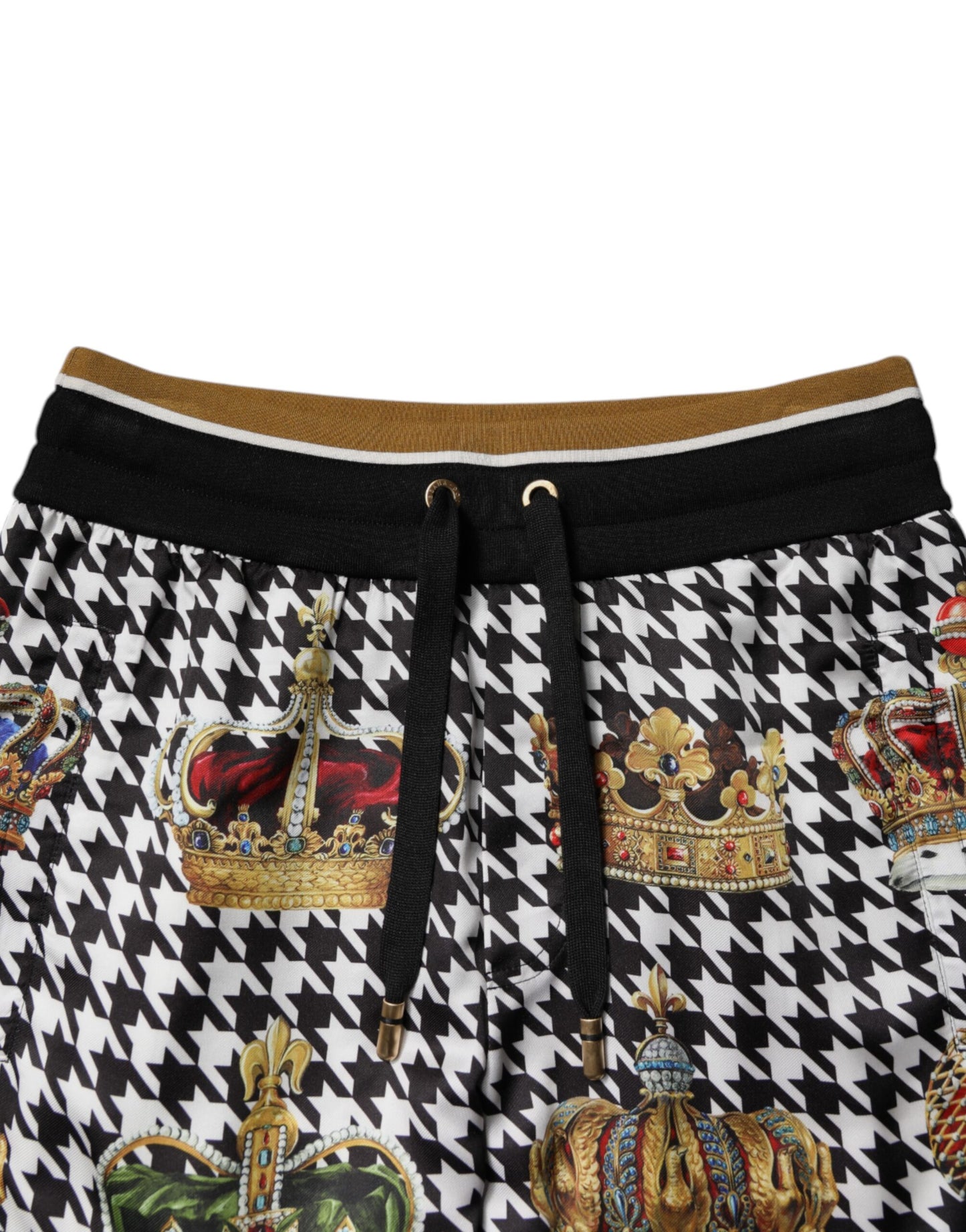 Multicolor Houndstooth Crown Men Sweatpants Pants-Dolce & Gabbana-LabelTerrace.com