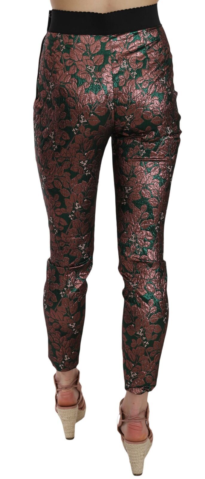 Multicolor Iridescent Brocade Jacquard Trousers Crop Pants-Dolce & Gabbana-LabelTerrace.com