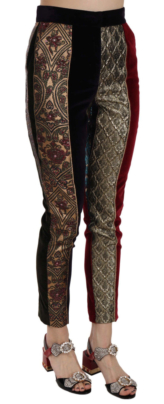 Multicolor Jacquard Cropped Tapered Pants-Dolce & Gabbana-LabelTerrace.com