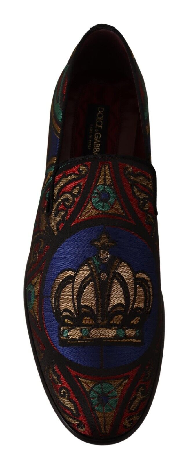 Multicolor Jacquard Crown Slippers Loafers Shoes-Dolce & Gabbana-LabelTerrace.com