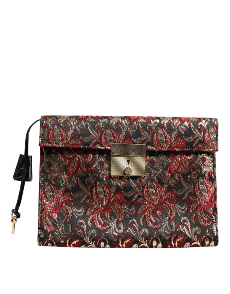 Multicolor Jacquard Floral Document Briefcase Bag-Dolce & Gabbana-LabelTerrace.com
