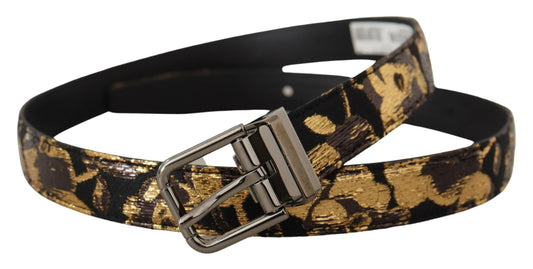 Multicolor Jacquard Leather Logo Metal Buckle Belt-Dolce & Gabbana-LabelTerrace.com