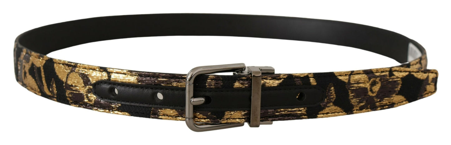 Multicolor Jacquard Leather Logo Metal Buckle Belt-Dolce & Gabbana-LabelTerrace.com
