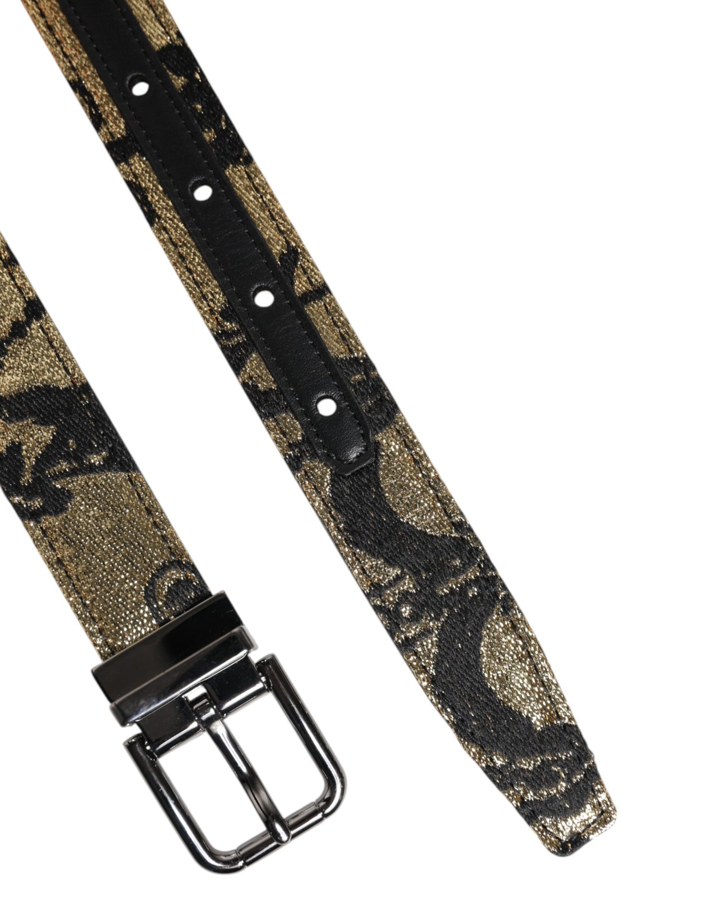 Multicolor Jacquard Leather Metal Buckle Belt-Dolce & Gabbana-LabelTerrace.com