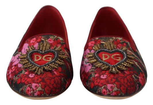 Multicolor Jacquard Sacred Heart Patch Slip On Shoes-Dolce & Gabbana-LabelTerrace.com