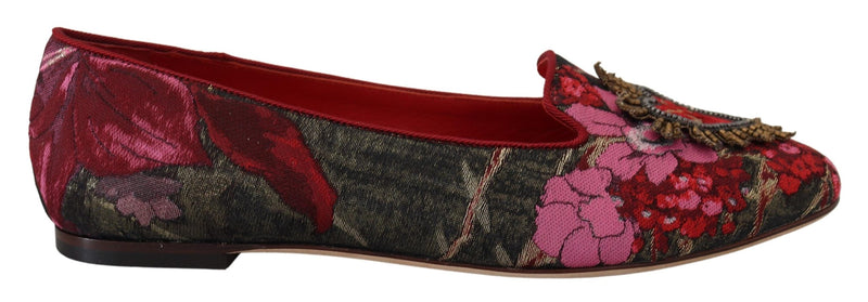 Multicolor Jacquard Sacred Heart Patch Slip On Shoes-Dolce & Gabbana-LabelTerrace.com