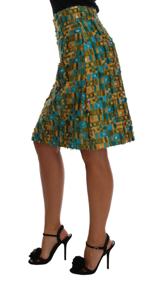 Multicolor Jacquard Straight Pencil Skirt-Dolce & Gabbana-LabelTerrace.com