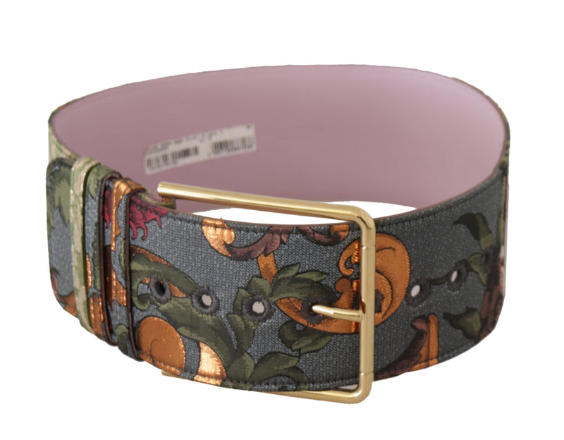 Multicolor Leather Embroidered Gold Metal Buckle Belt-Dolce & Gabbana-LabelTerrace.com