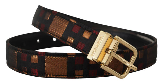 Multicolor Leather Jacquard Gold Metal Buckle Belt-Dolce & Gabbana-LabelTerrace.com