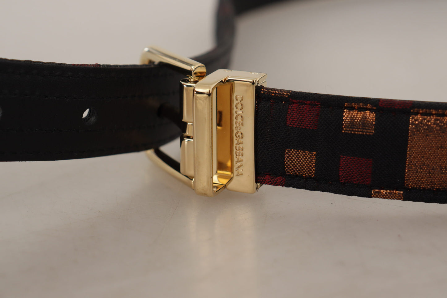 Multicolor Leather Jacquard Gold Metal Buckle Belt-Dolce & Gabbana-LabelTerrace.com