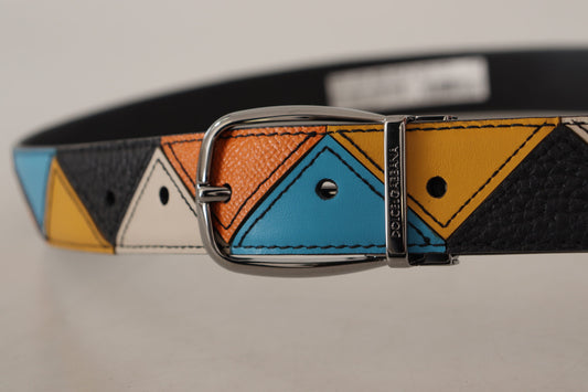 Multicolor Leather Silver Tone Logo Buckle Belt-Dolce & Gabbana-LabelTerrace.com
