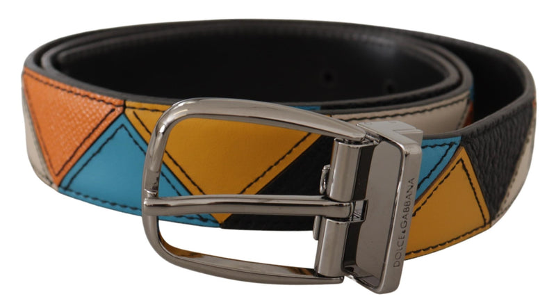 Multicolor Leather Silver Tone Logo Buckle Belt-Dolce & Gabbana-LabelTerrace.com