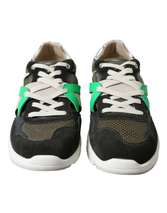Multicolor Leather Suede Low Top Sneakers Shoes-Dolce & Gabbana-LabelTerrace.com