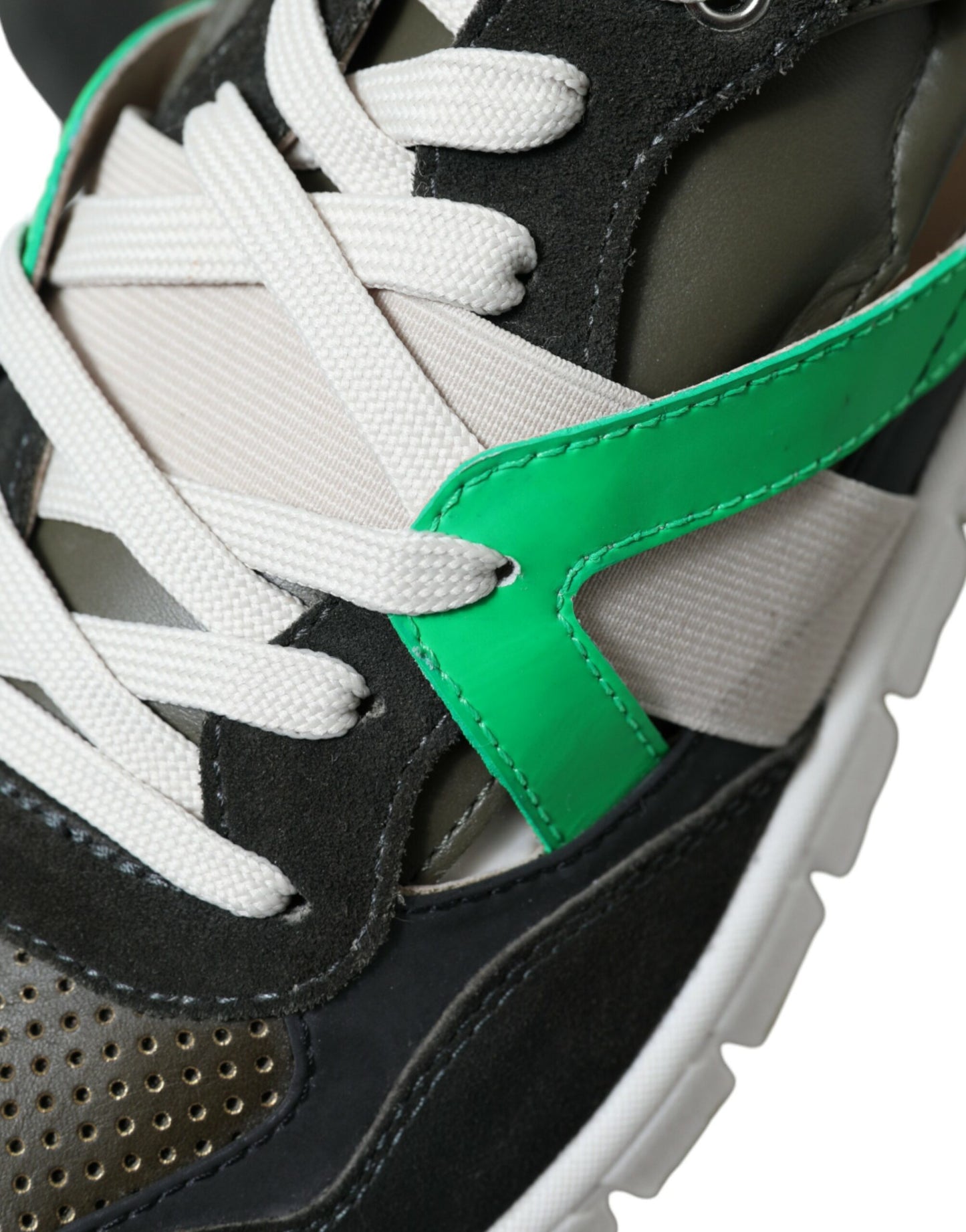 Multicolor Leather Suede Low Top Sneakers Shoes-Dolce & Gabbana-LabelTerrace.com