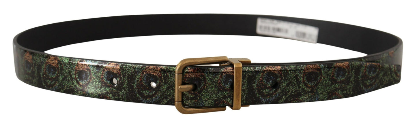 Multicolor Leather Vernice Pavone Bronze Metal Belt-Dolce & Gabbana-LabelTerrace.com