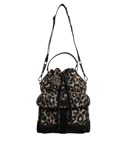 Multicolor Leopard Cotton Shoulder Bucket Bag-Dolce & Gabbana-LabelTerrace.com