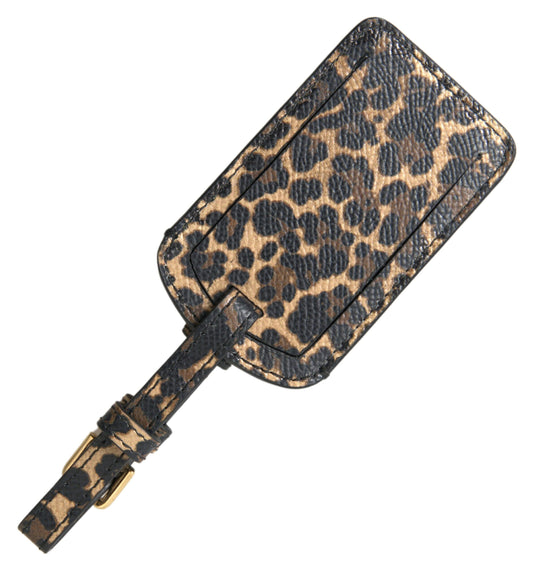 Multicolor Leopard Dauphine Leather DG Logo Luggage Tag-Dolce & Gabbana-LabelTerrace.com