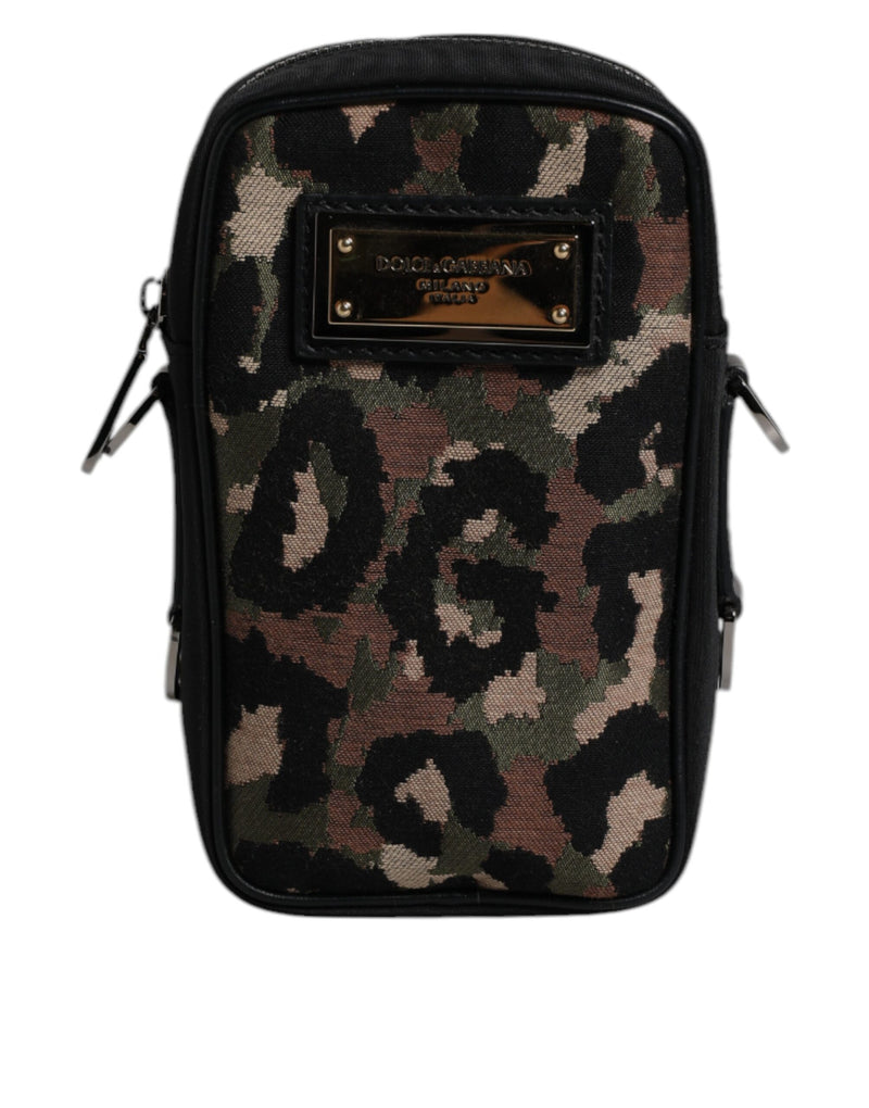 Multicolor Leopard Jacquard Logo Plaque Neck Strap Bag-Dolce & Gabbana-LabelTerrace.com