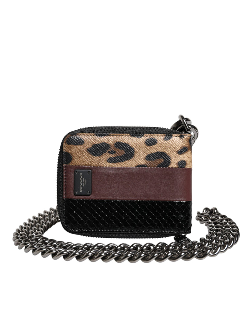 Multicolor Leopard Leather DG Bifold Card Holder Wallet-Dolce & Gabbana-LabelTerrace.com