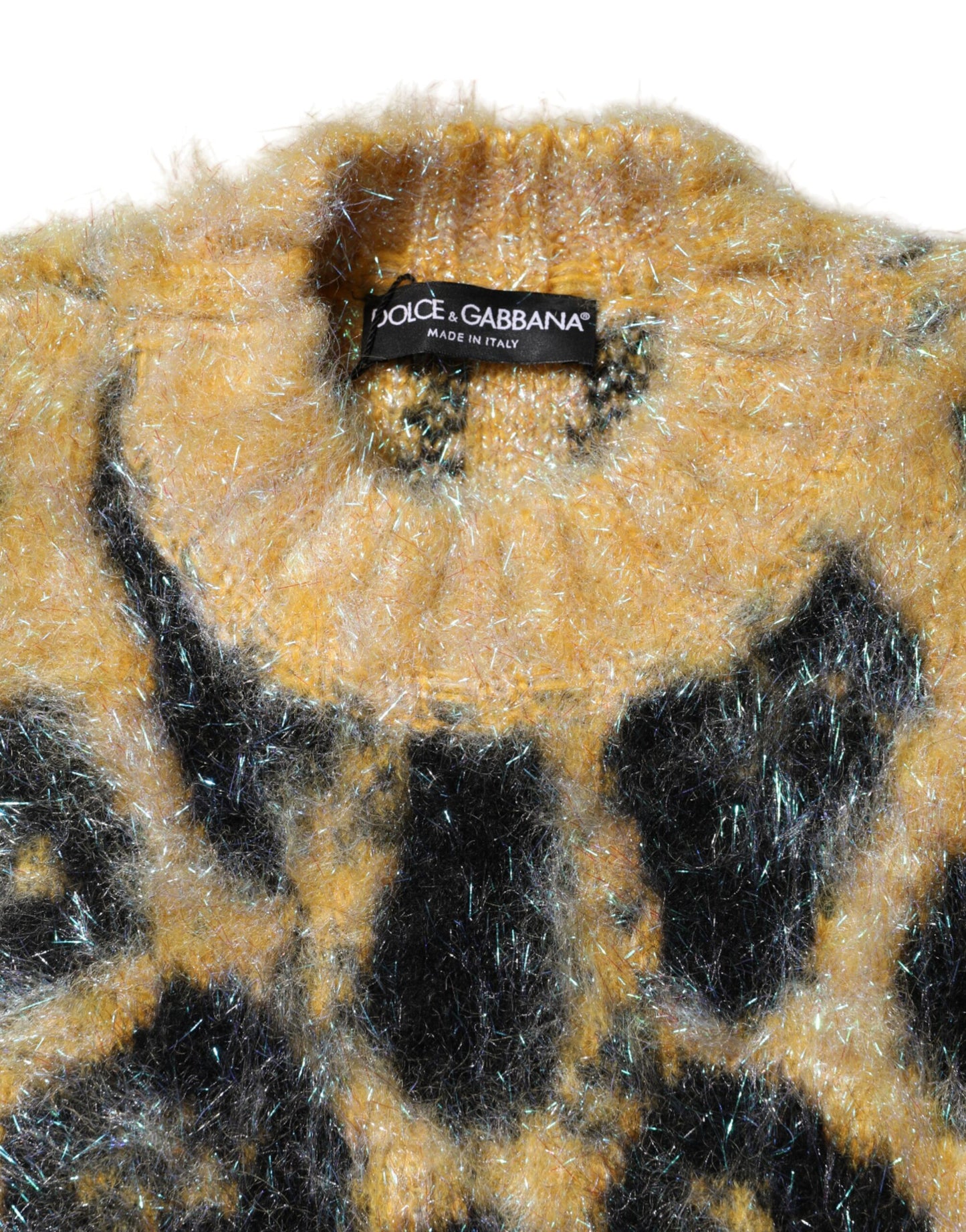 Multicolor Leopard Mohair Crew Neck Sweater-Dolce & Gabbana-LabelTerrace.com